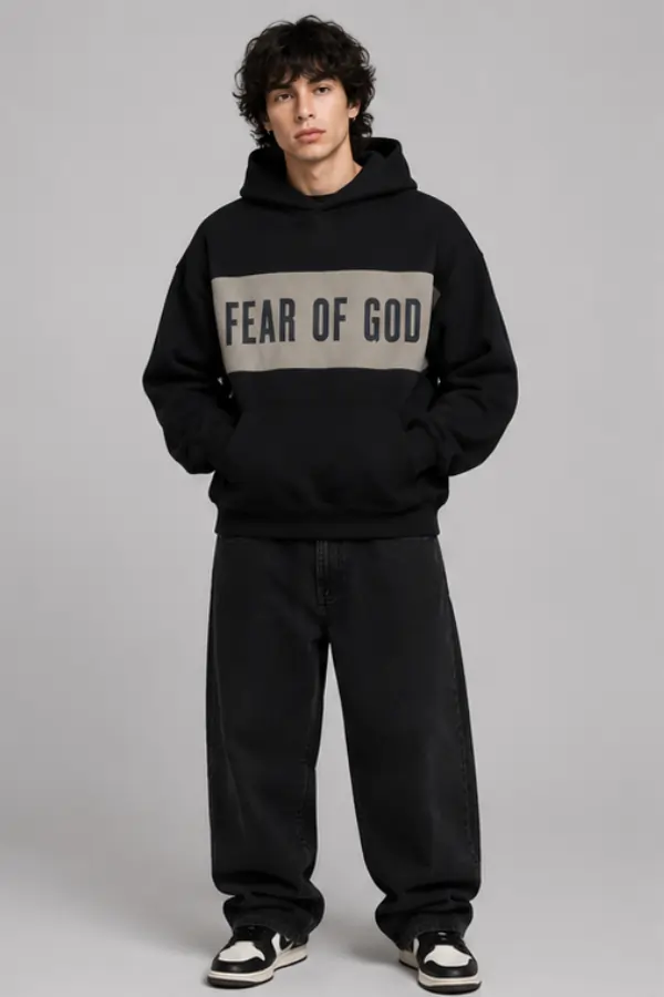Essentials Hoodie (20) Essentials Cropped Relaxed Panelled Hoodie - Image 1