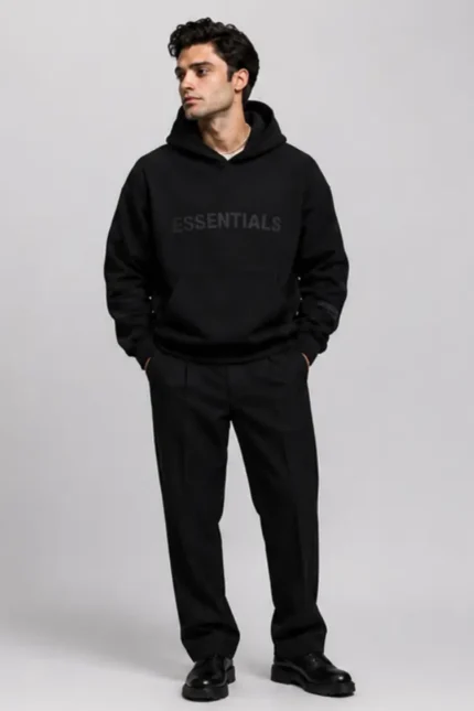 Essentials Oversized Black Hoodie