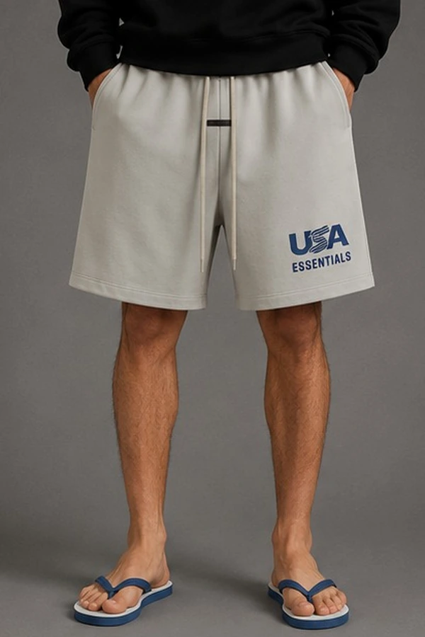 Essentials USA Grey Jersey Shorts (1) Essentials USA Grey Jersey Shorts - Image 1