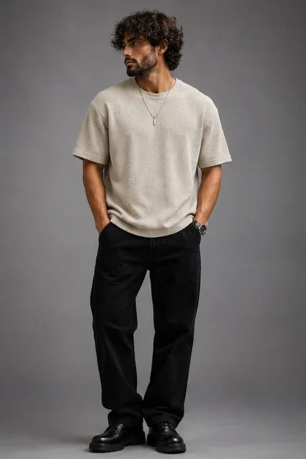 Essentials Waffle Short Sleeve Full Look