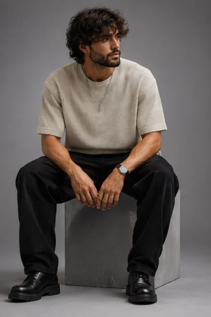 Essentials Waffle Short Sleeve Full Look