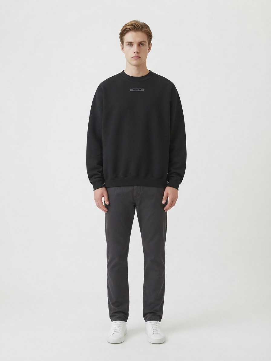 ssentials 90s Crewneck SweatShirt Black ssentials 90s Crewneck SweatShirt Black